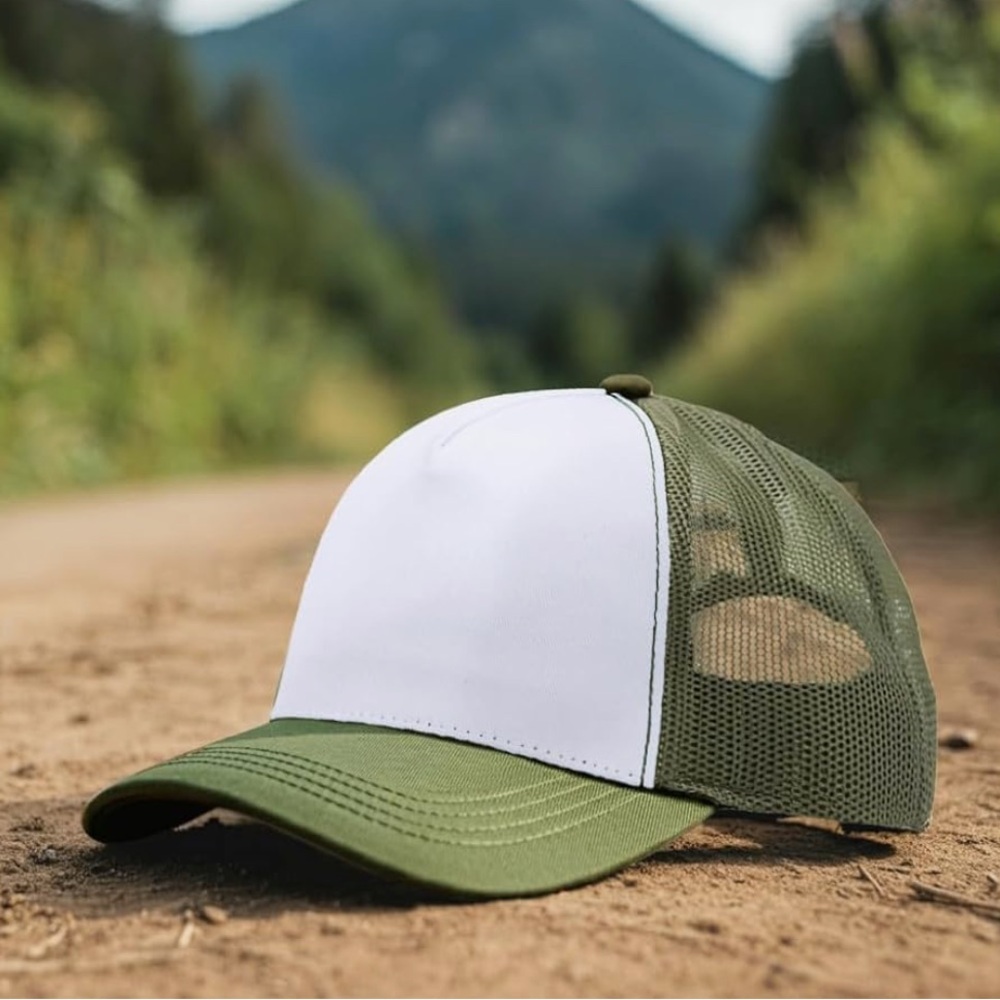 Unisex Green and White Trucker Hat